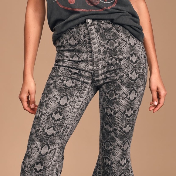NWT Free People Just Float snake flare jeans pants - Picture 11 of 15
